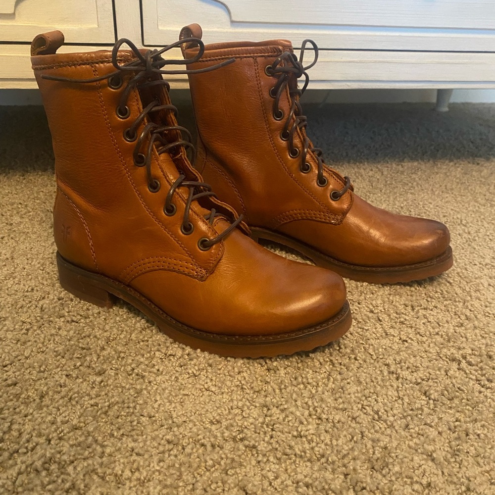 Frye lace up combat boots
